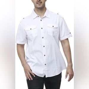 H&M MEN’S 2 POCKET WORK SHIRT SIZE LARGE WHITE (PREOWNED)